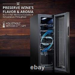 12 Bottle Compressor Wine Cooler Refrigerator withLock Large Black