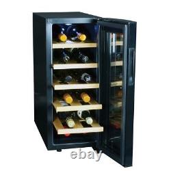 12 Bottles Mini Fridge Cooler Wine Beverage LED Glass Door Digital Control Black