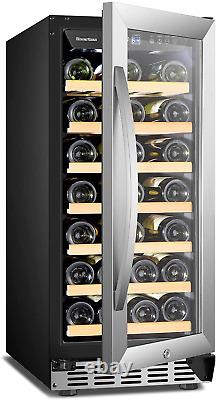 15 Inch Wine Cooler Refrigerator with Stainless Steel, 33 Bottles Mini Fridge fo