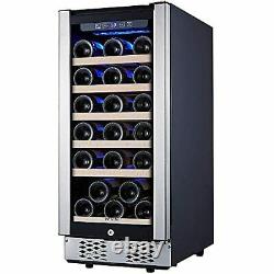 15 Inch Wine Refrigerator, Under Counter Wine Cooler withStainless 30-Bottle