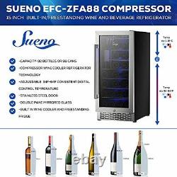 15'' Wine Cooler Refrigerator Built-In Or Freestanding Fridge 32 Bottles or