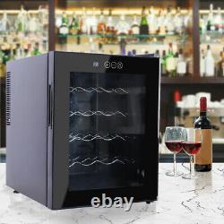 20 Bottle Wine Fridge Cooler Touch Control LED Light Stainless Steel Black 53cm