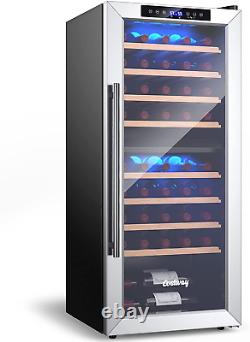 20-Inch Wine Cooler with 8 Wooden Shelves, Dual Zone Wine Fridge for 43 Bottles
