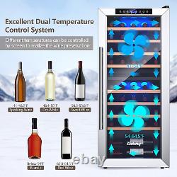20-Inch Wine Cooler with 8 Wooden Shelves, Dual Zone Wine Fridge for 43 Bottles