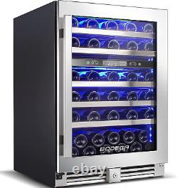 24 Inch Wine Cooler, 56 Bottle Wine Refrigerator Dual Zone, Built-In and Freestan