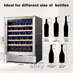 24 Inch Wine Cooler Refrigerator 51 Bottle Built-In or Freestanding 24'' Fridge