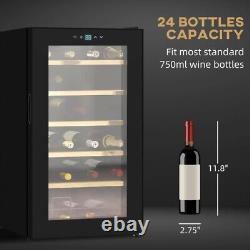 24Bottles Wine Fridge Freestand 65Litres Cooler Storage Glass Door LED Lights