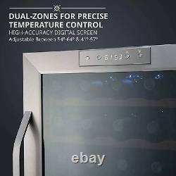 33 Bottle Dual Zone Wine Cooler Refrigerator WithLock Large Freestanding Wine Ce