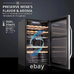 33 Bottle Dual Zone Wine Cooler Refrigerator WithLock Large Freestanding Wine Ce