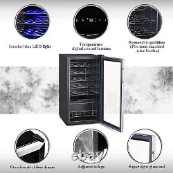 33 Bottles Wine Beer Fridge Beverage Drinks Cooler 95L LED Stainless Steel Home