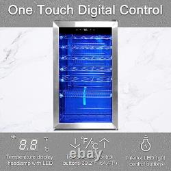 33 Bottles Wine Beer Fridge Beverage Drinks Cooler 95L LED Stainless Steel Home