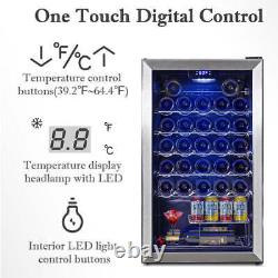 33 Bottles Wine, Drinks, Beverage CoolerCompressor FridgeTouch Screen, LED Light