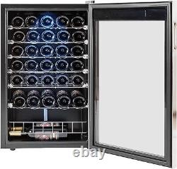 33 Bottles Wine Fridge Beverage Drinks Cooler 95L LED Stainless Steel Bar Party
