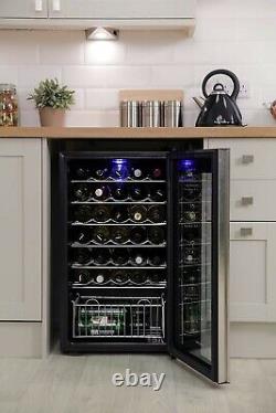 33 Bottles Wine Fridge Cooler Quiet Touch Control LED Under Counter Beer Fridge