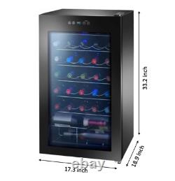 34 Bottle Wine Cooler Slide-Out Shelves Touch Control LED display Large Capacity