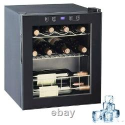 46 Litre 16 Bottles Wine Cooler Stainless Steel Glass Door Beer Drinks Fridge