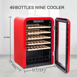 49 Bottles Retro Wine Fridge Cooler Touch Screen Freestanding Wine Chiller, Beve