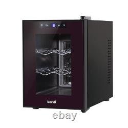 6 Bottle Worktop Wine Cooler Fridge Thermoelectric & LED Backlit BLACK