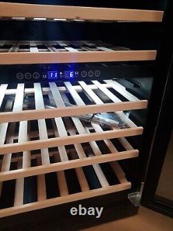 60cm 51 bottle wine cooler stainless steel duel zone led light graded unused
