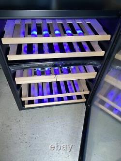 AMICA AWC600BL Wine Cooler Black- Dual temperature zones, 46 bottles