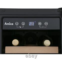 Amica AWC300BL 30cm Black Free Standing Under Counter LED 19 Bottle Wine Cooler