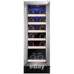 Amica AWC300SS Wine Cooler, 30cm Stainless Steel Dual Zone 19 Bottle Cabinet