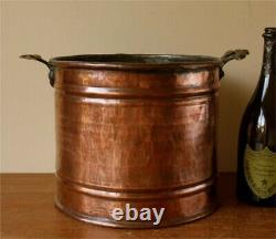 Antique Copper & Brass Handled Wine Cooler. Hammered Champagne Bottle Holder