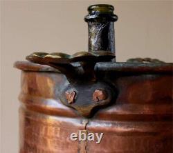 Antique Copper & Brass Handled Wine Cooler. Hammered Champagne Bottle Holder