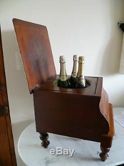Antique French, Children's Wooden Commode. Champagne Bucket, Wine Bottle Cooler