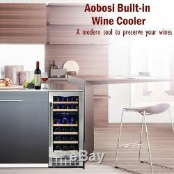 Aobosi 15 Inch Wine Cooler, 28 Bottle Dual Zone Wine Refrigerator UPGRADED