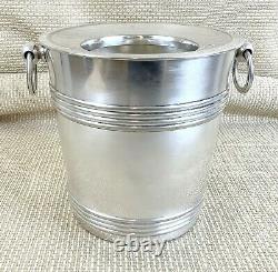 Art Deco Christofle Champagne Bucket Wine Cooler Bottle Collar Silver Plated