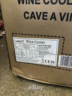 BNIB Cata WC150BK 15cm Wine Cooler in Black Glass, 7 Bottle Cabinet