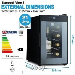 Barcool Vino8 LED Wine Fridge Black 5-18°C 8 Bottle Mini Wine Cooler
