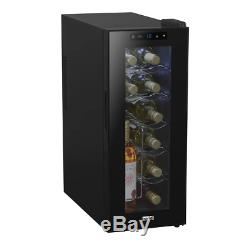 Baridi 12 Bottle Wine Cooler, Fridge, Touch Screen, LED, Energy Class A, Black