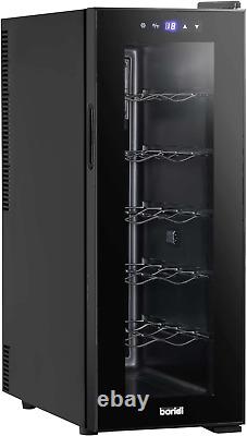 Baridi 12 Bottle Wine Cooler with Digital Touch Screen Controls & LED Light, Bla