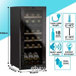 Baridi 18 Bottle Dual Zone Drinks Wine Cooler Fridge Touch Screen LED Black