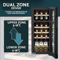 Baridi 18 Bottle Dual Zone Wine Cooler Fridge Digital Touch Screen Black DH89