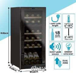 Baridi 18 Bottle Dual Zone Wine Cooler Fridge Digital Touch Screen Black DH89