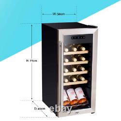 Baridi 18 Bottle Wine Cooler Fridge Digital Touch Screen Controls LED Light A