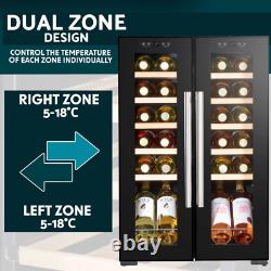 Baridi 24 Bottle Dual Zone Drinks Wine Cooler Fridge Touch Screen LED Black A