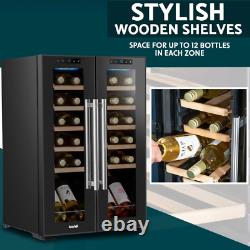 Baridi 24 Bottle Dual Zone Drinks Wine Cooler Fridge Touch Screen LED Black A