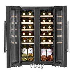 Baridi 24 Bottle Dual Zone Wine Cooler Fridge Black & Mirror Glass Door DH97