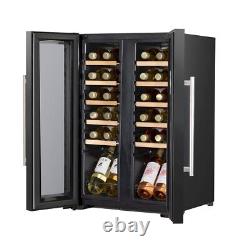 Baridi 24 Bottle Dual Zone Wine Cooler Fridge Black & Mirror Glass Door DH97