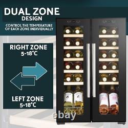 Baridi 24 Bottle Dual Zone Wine Cooler Fridge Touch Screen LED Light Black DH97