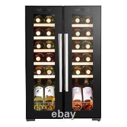 Baridi 24 Bottle Dual Zone Wine Cooler, Touch Screen, LED Light Black Glass Door