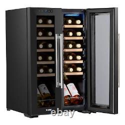 Baridi 24 Bottle Dual Zone Wine Cooler, Touch Screen, LED Light Black Glass Door
