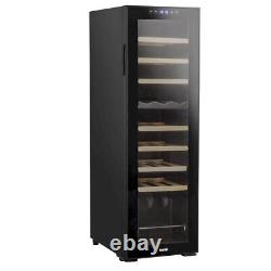Baridi 27 Bottle Dual Zone Wine Cooler Touch Screen Wood Shelves LED Black DH90