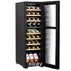 Baridi 27 Bottle Dual Zone Wine Cooler Touch Screen Wood Shelves LED Black DH90