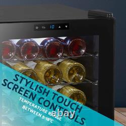 Baridi 28 Bottle Wine Cooler Fridge Digital Touch Screen Controls LED Light B