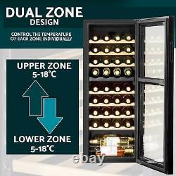 Baridi 36 Bottle Dual Zone Drinks Wine Cooler, Fridge, Touch Screen, LED, Black